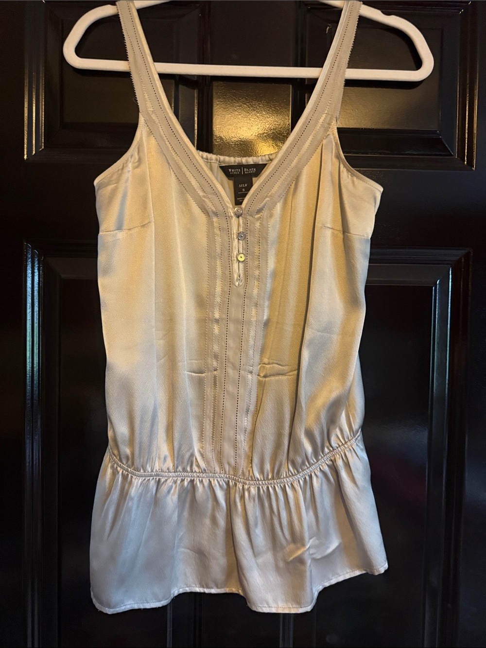 White House Black Market Cream Satin Button-Front Shell